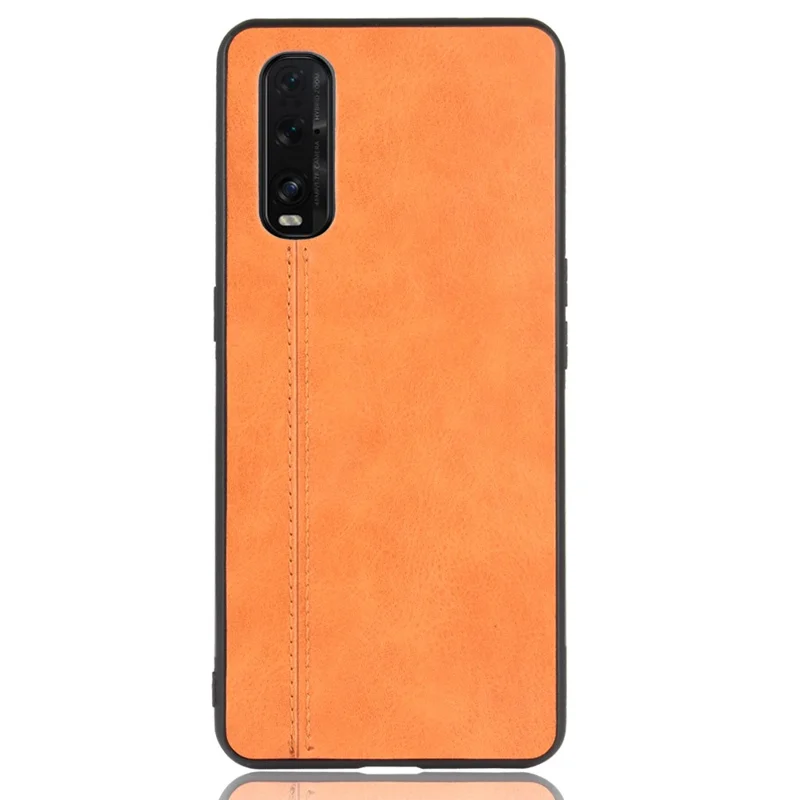 PU Leather Coated PC + TPU Hybrid Phone Case for Oppo Find X2 - Yellow