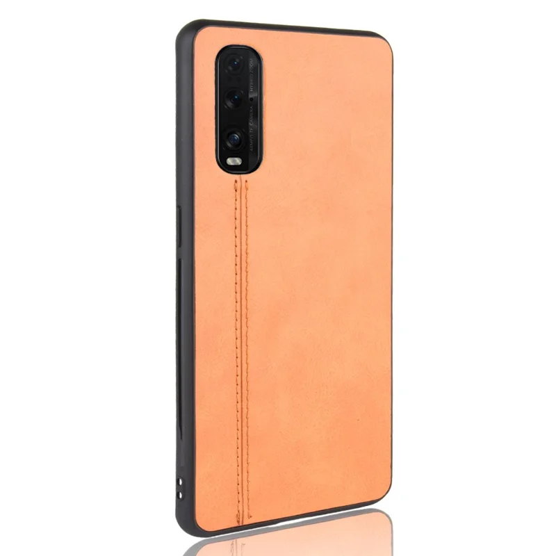 PU Leather Coated PC + TPU Hybrid Phone Case for Oppo Find X2 - Yellow