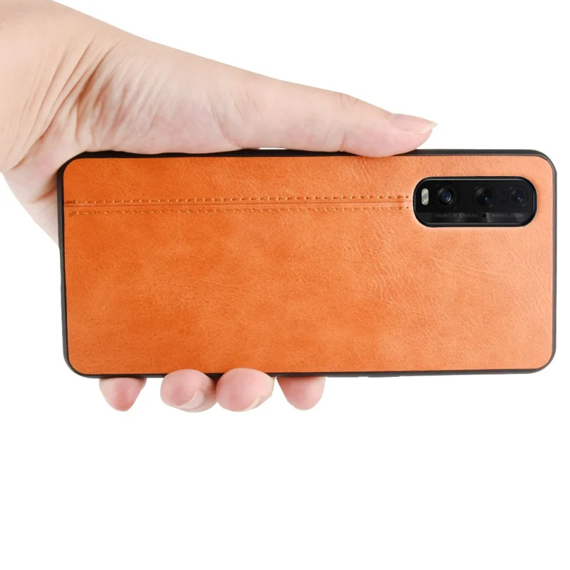 PU Leather Coated PC + TPU Hybrid Phone Case for Oppo Find X2 - Yellow