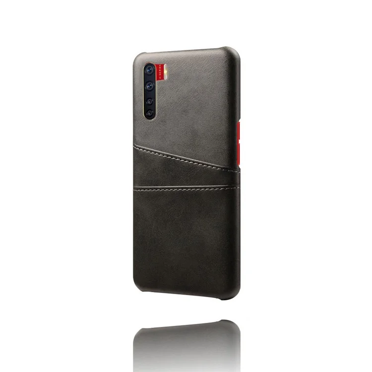 KSQ com slots duplos de cartão Revestido em couro PU com shell PC para Oppo A91/F15 - Preto