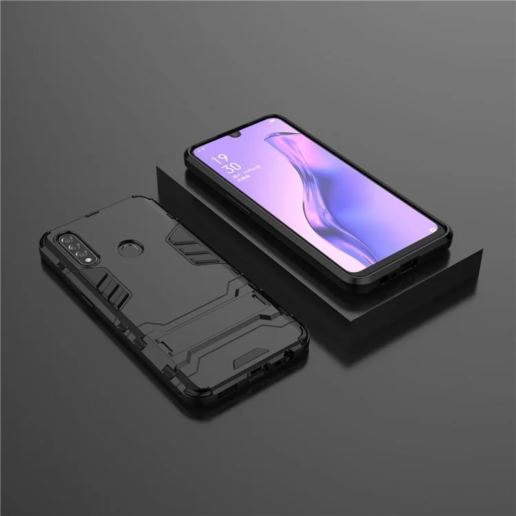 Cool Guard PC + Custodia Ibrida TPU Con Cavalletto Per Oppo A8 / Oppo A31 (2020) - Nero