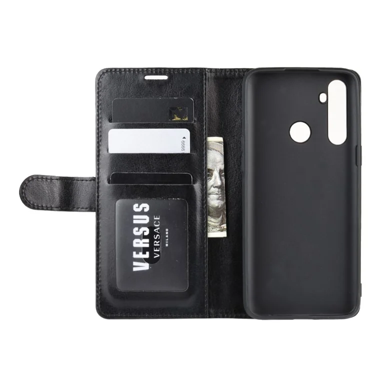 Crazy Horse Surface Leather Wallet Case for Realme 5 / Realme C3 (3 Cameras) - Black