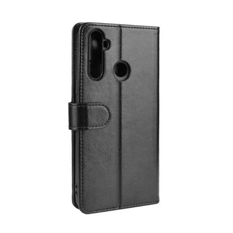 Crazy Horse Surface Leather Cartet Case Para Realme 5/Realme C3 (3 Câmeras) - Preto