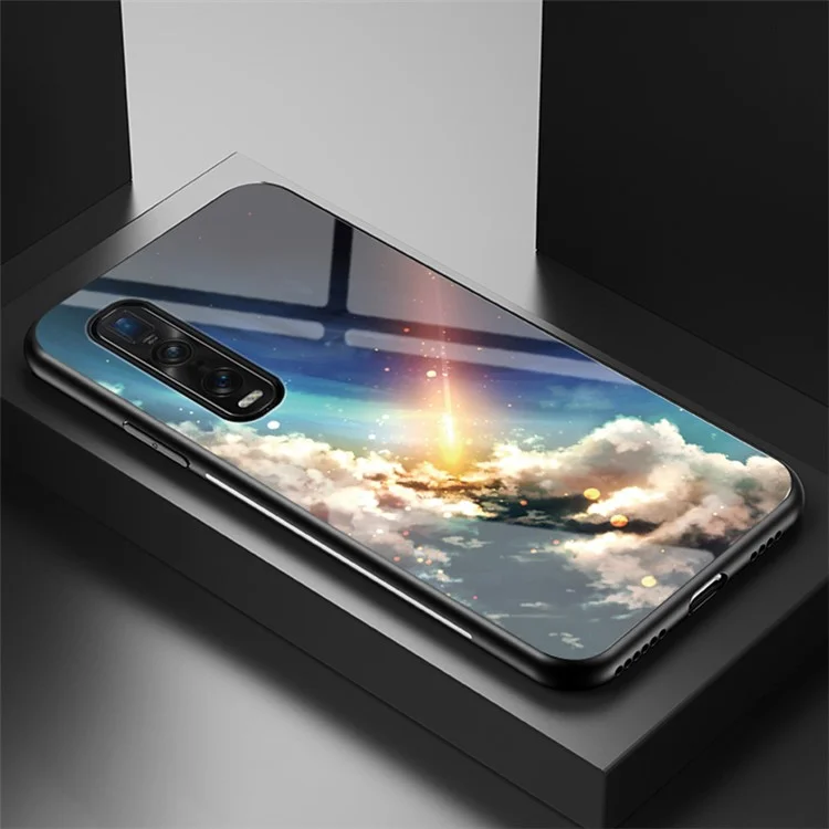 Étui de protection en verre trempé + PC + TPU pour Oppo Find X2 Pro - Ciel étoilé lumineux