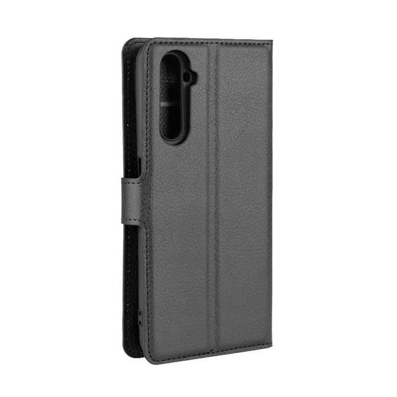 Litchi Skin Leather Wallet Stand Case for Realme 6 Pro - Black