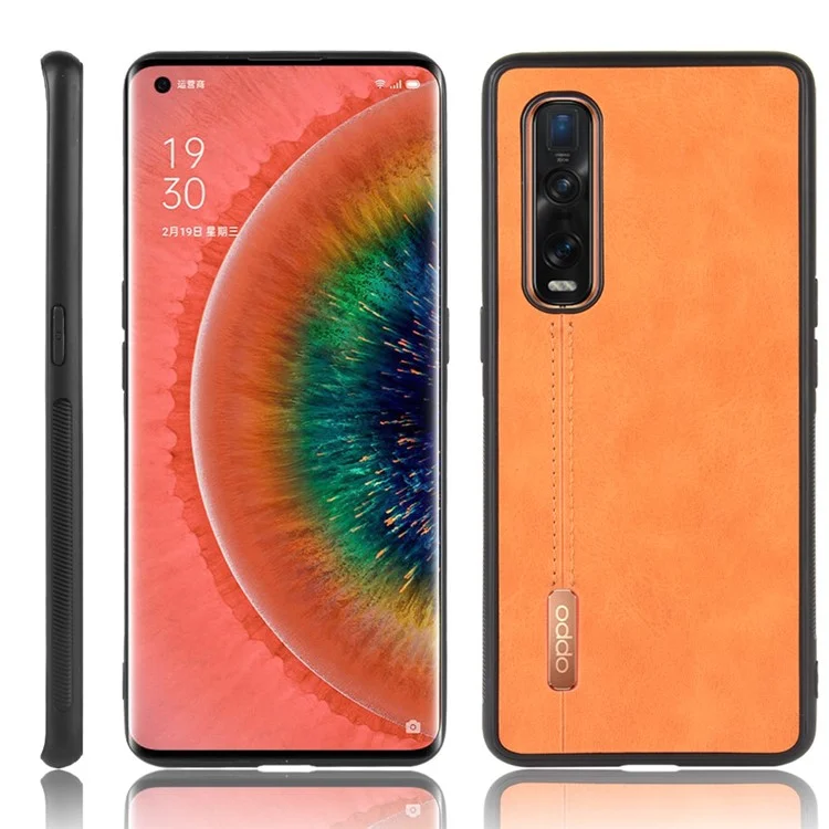 PU Leder beschichtete PC + TPU Hybrid Handyhülle für Oppo Find X2 Pro - Gelb