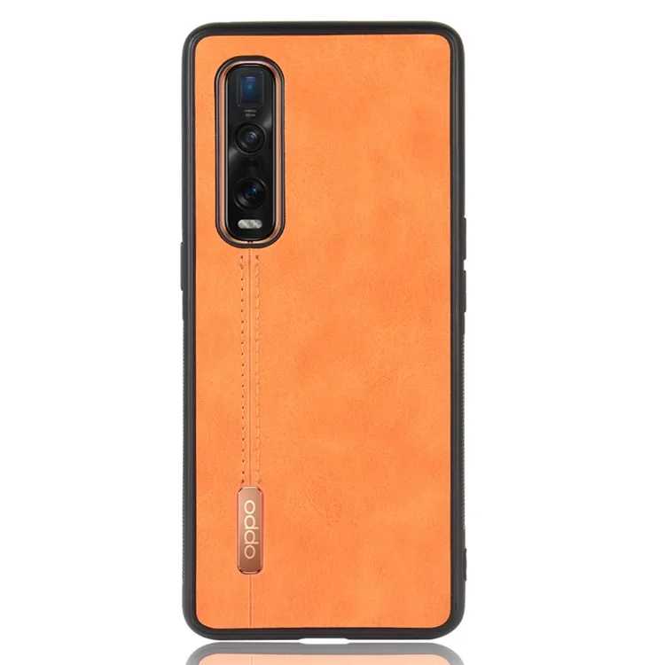 PU Leder beschichtete PC + TPU Hybrid Handyhülle für Oppo Find X2 Pro - Gelb