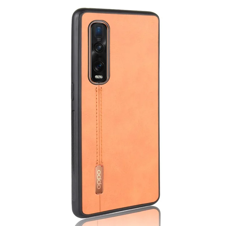 PU Leder beschichtete PC + TPU Hybrid Handyhülle für Oppo Find X2 Pro - Gelb