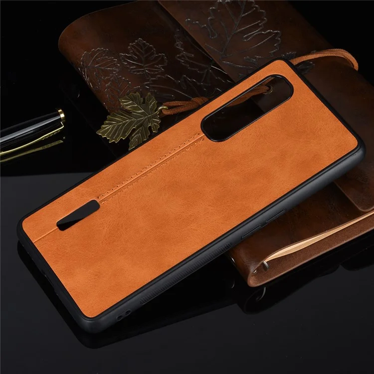 PU Leder beschichtete PC + TPU Hybrid Handyhülle für Oppo Find X2 Pro - Gelb