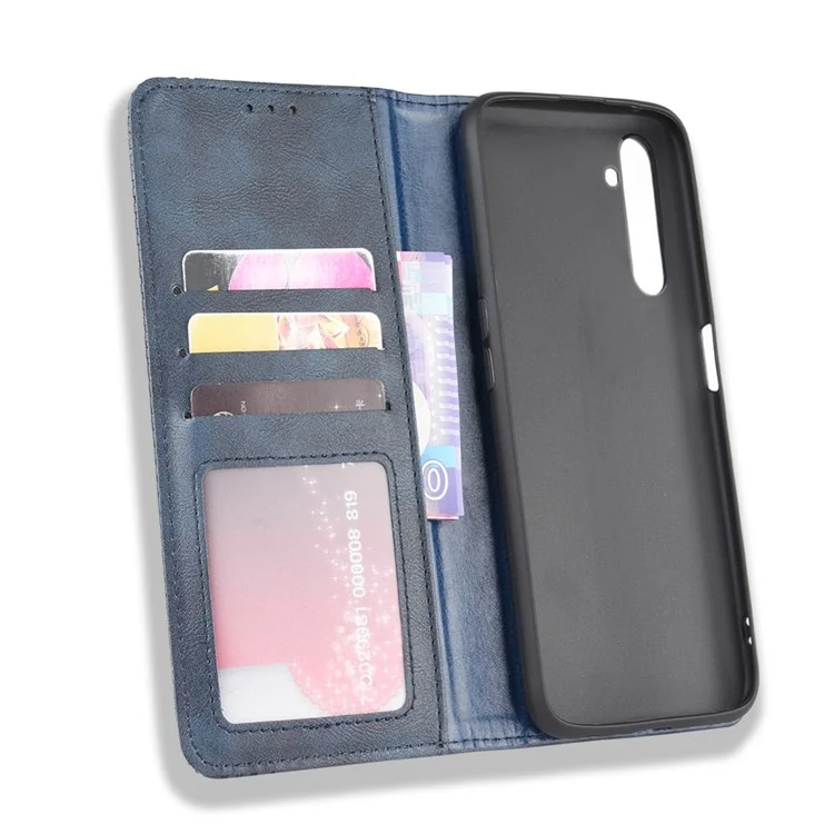Para Realme X50 Pro 5G Vintage Leather Auto-absorbed Protection Case con Cartera Soporte - Azul