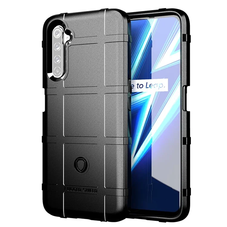 Capa de Celular Rugged Shield Square Grid Texture TPU para Realme 6 Pro - Preto