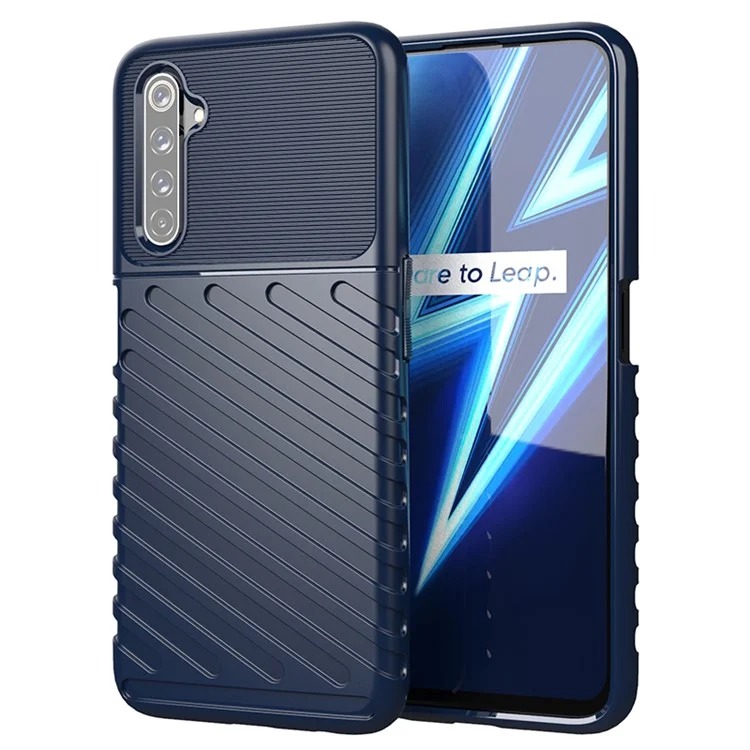 Thunder Series Twill Skin Soft TPU Back Casing for Realme 6 Pro - Blue