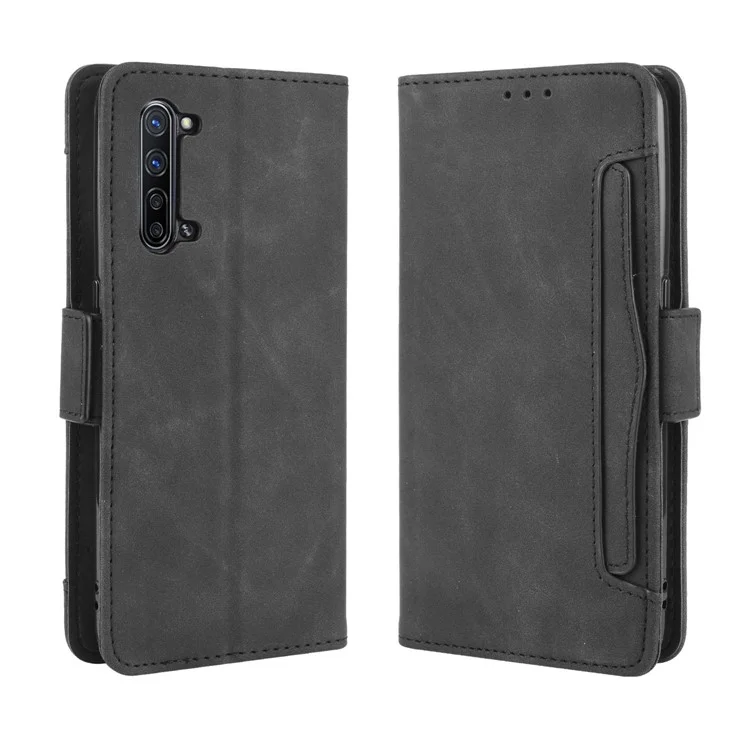 Caja de Teléfono de Cuero de Billetera Con Múltiples Ranuras Para Tarjetas Para Oppo Find X2 Lite/Reno3 5G - Negro