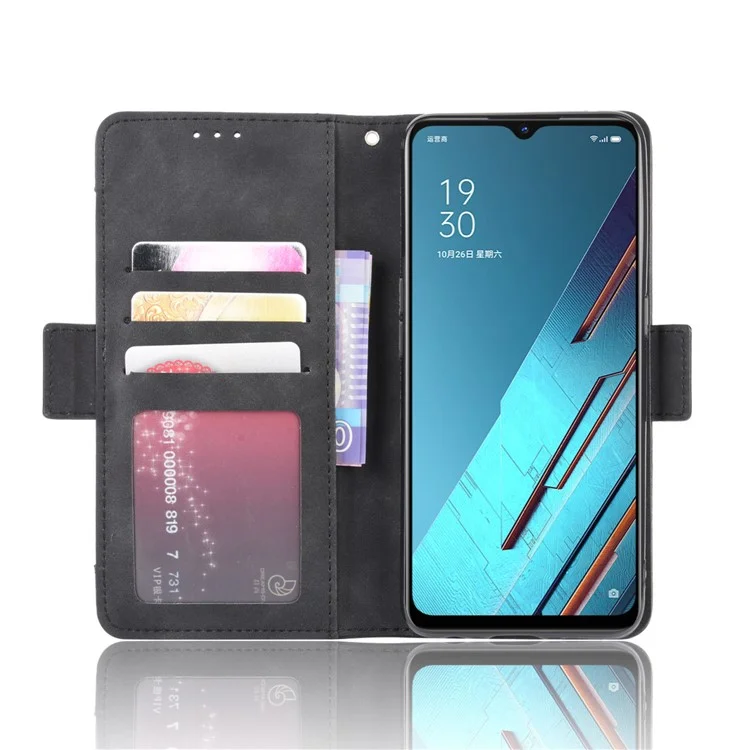 Wallet Leather Phone Case with Multiple Card Slots for Oppo Find X2 Lite/Reno3 5G - Black