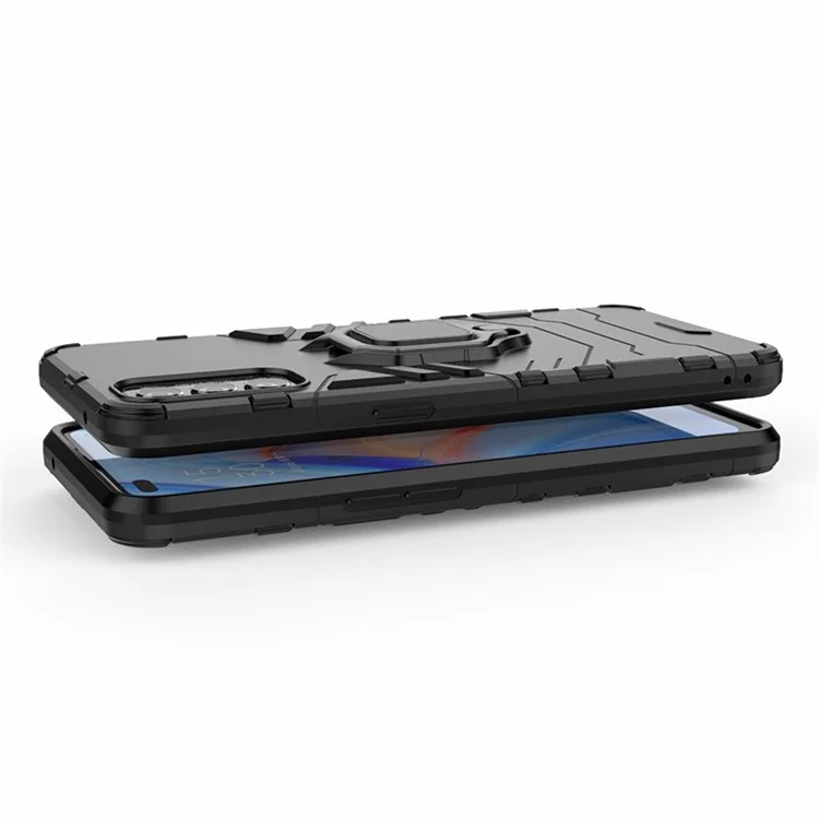 Cool Guard PC + TPU Hybrid -telefonhülle Mit Kickstand Für Oppo Reno4 5G - Schwarz