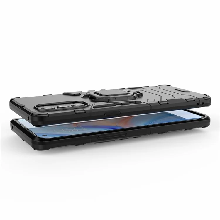 Cool Guard PC + TPU Hybrid Phone Shell mit Ständer für Oppo Reno4 Pro 5G - Schwarz