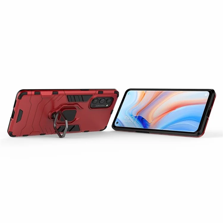 Cool Guard PC + TPU Hybrid Phone Shell Con Kickstand Para Oppo Reno4 Pro 5G - Rojo