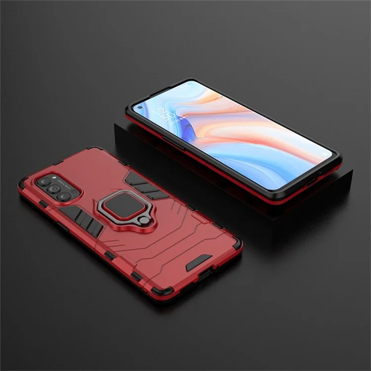 Cool Guard PC + TPU Hybrid Phone Shell with Kickstand for Oppo Reno4 Pro 5G - Red