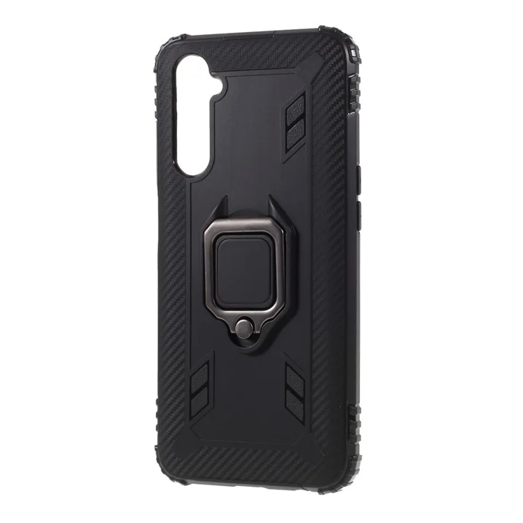 Anel de Dedo Kickstand TPU Cover Celular Protetive Protection Shell Para Realme 6 - Preto