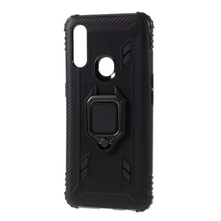 Rogue de Doigt Kickstand TPU Case de Protection Pour Oppo A31 (2020) / a8 - le Noir