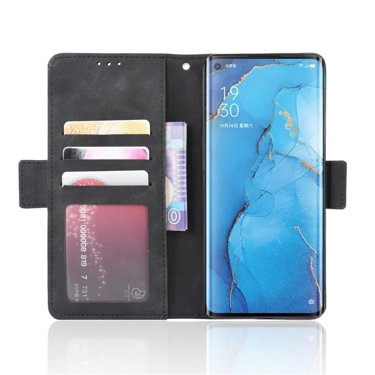 Brieftaschenleder -telefonhülle Mit Mehreren Kartenschlitzen Für Oppo Finden X2 Neo / Reno3 Pro 5g (chinesische Ausgabe) / Reno3 Pro (europäische Ausgabe) - Schwarz