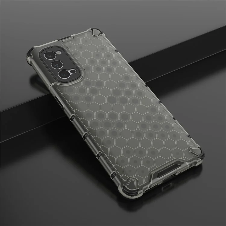 Honeycomb Pattern Shock-proof TPU + PC Combo Phone Case for Oppo Reno4 Pro 5G - Black