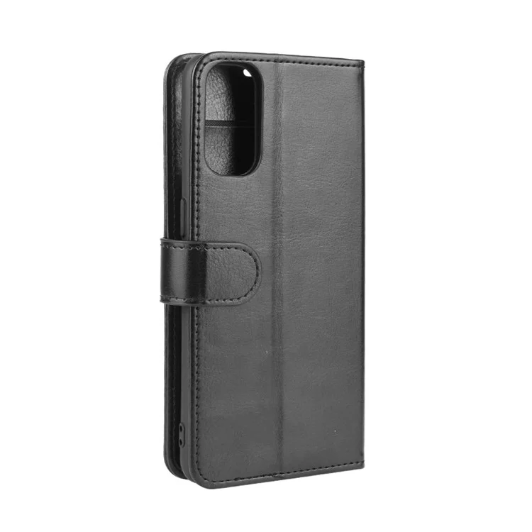 Crazy Horse Wallet Shell Stand Leather Phone Case for Oppo Reno4 Pro 5G - Black
