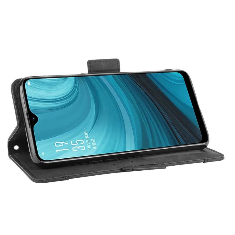 Wallet Stand Flip Leather Protective Case for OPPO A12/A7/AX7/A5s/AX5s - Black