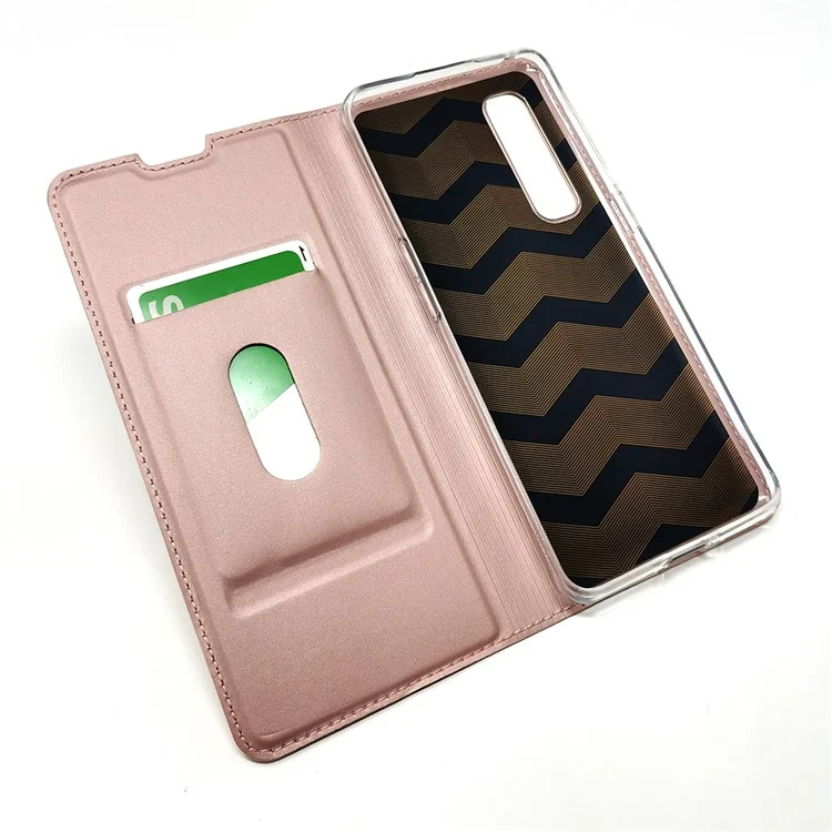 Magnetischer Adsorption Stand Lederkartenhalter Hülle Für Oppo Find X2 Pro - Roségold