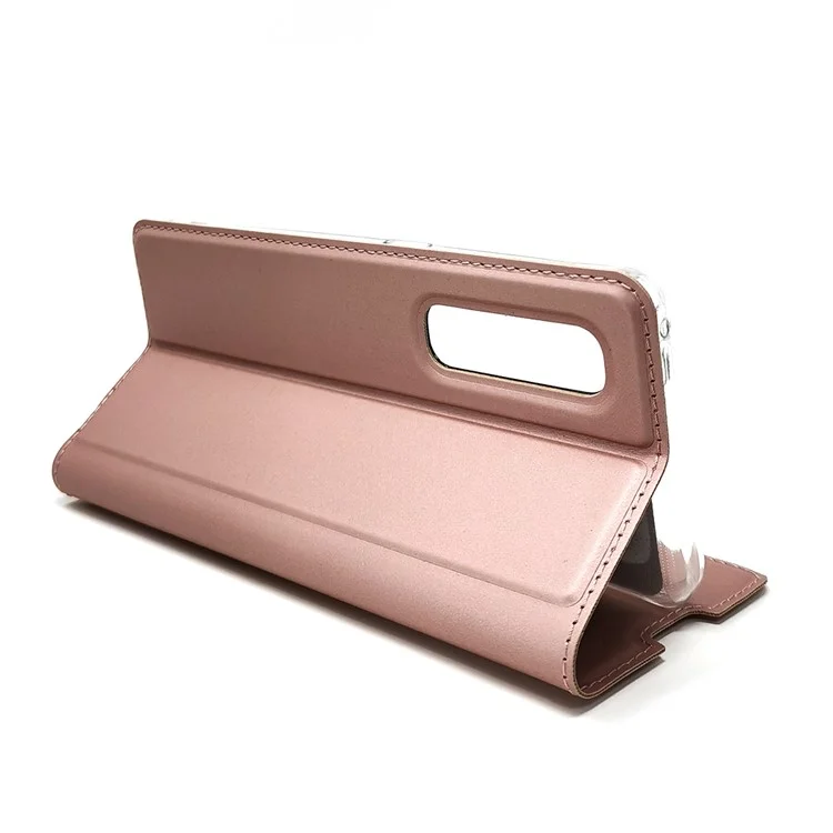 Magnetischer Adsorption Stand Lederkartenhalter Hülle Für Oppo Find X2 Pro - Roségold