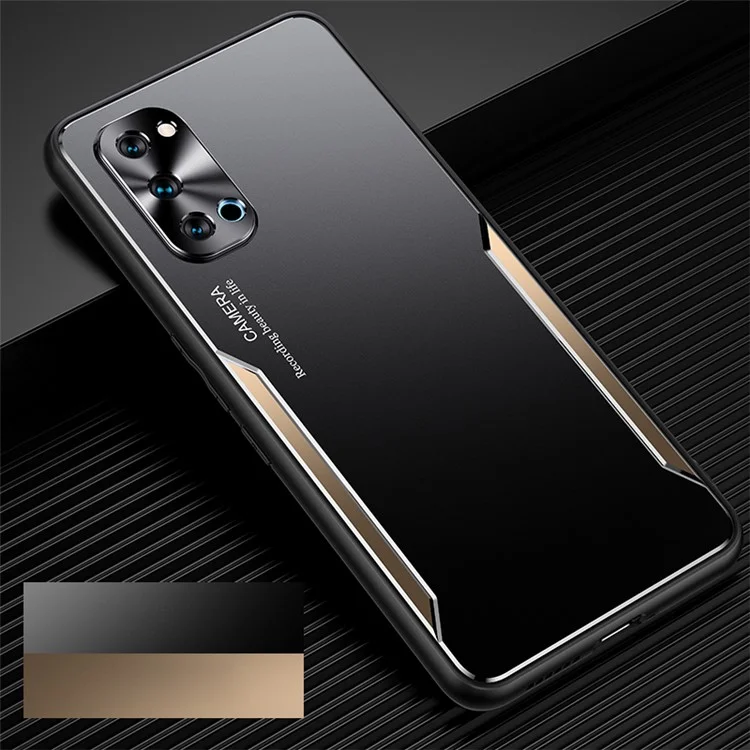 Металлическая + TPU стильная оболочка серии Warrior Blade для Oppo Reno4 5G - Золотая