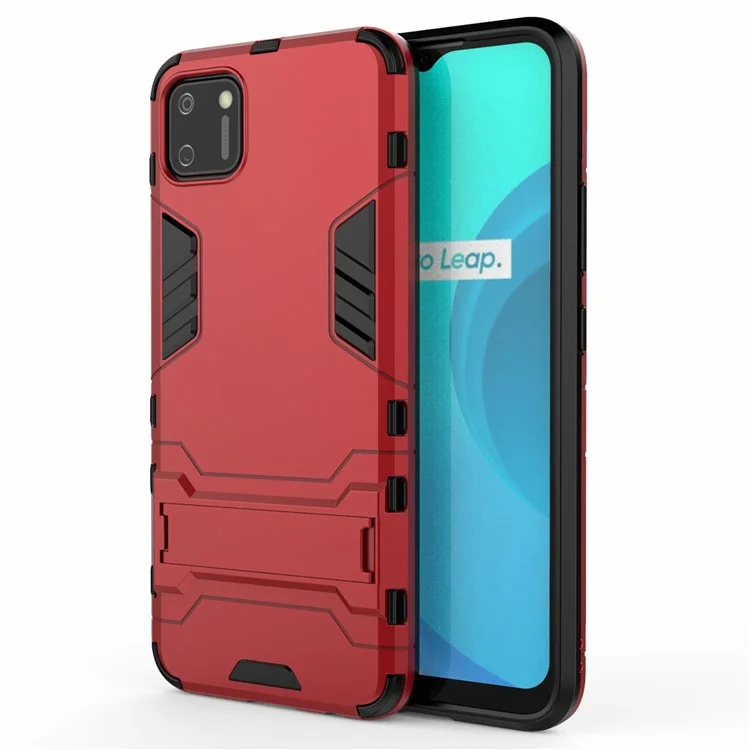 Plastic + TPU Hybrid Case with Kickstand for Realme C11 - Red