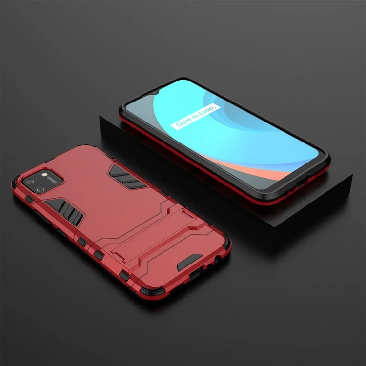 Plastic + TPU Hybrid Case with Kickstand for Realme C11 - Red