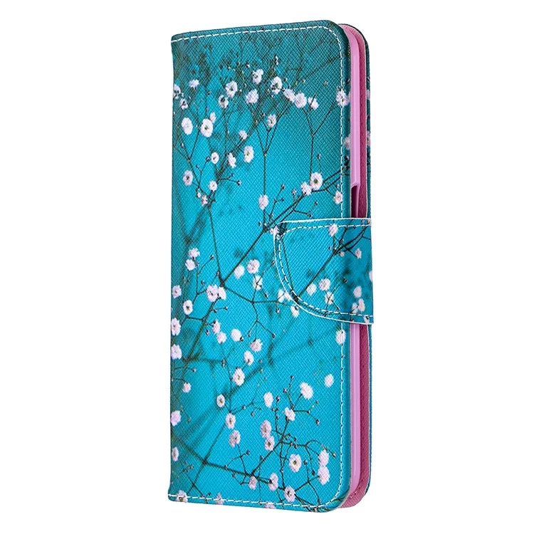 Estuche de Billetera de Cuero de Impresión de Patrones Para OPPO A72/A52/A92 - Árbol Con Flores