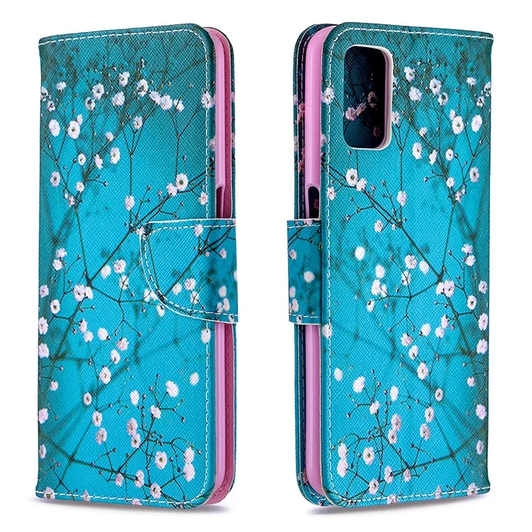 Estuche de Billetera de Cuero de Impresión de Patrones Para OPPO A72/A52/A92 - Árbol Con Flores