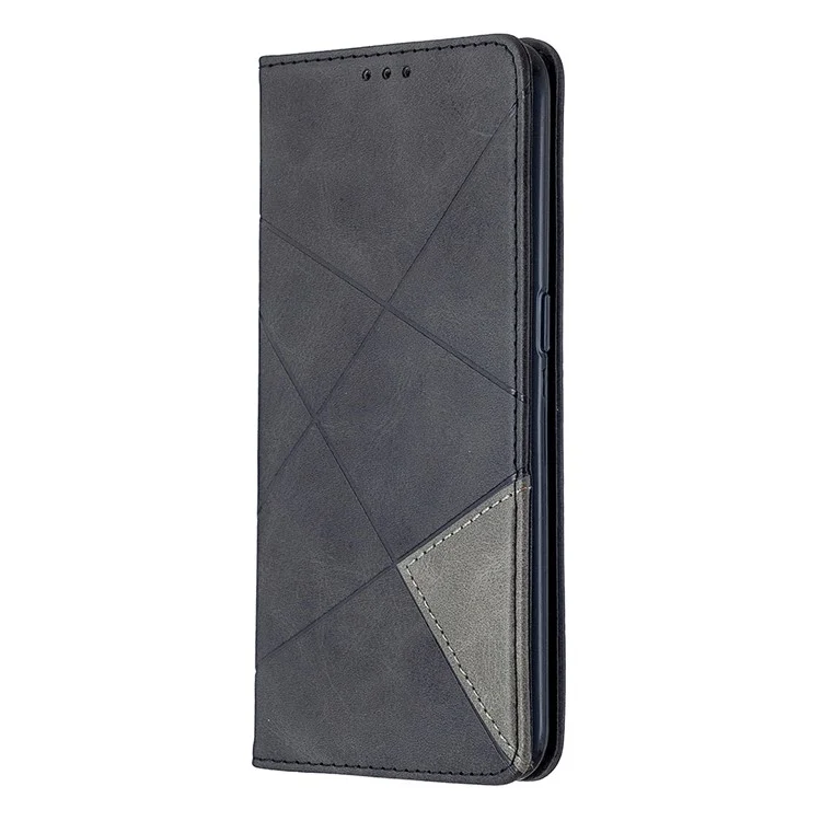 Geometric Pattern Stand Leather Card Holder Case for OPPO A31 (2020) / A81 - Black