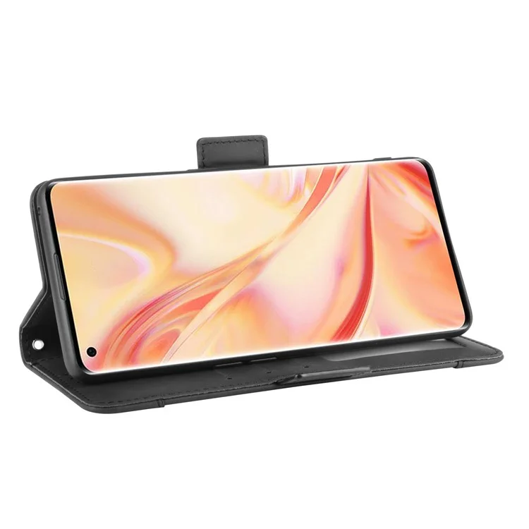 Cubierta de Teléfono de Cuero Flip de Billetera Para Oppo Find X2 Pro - Negro