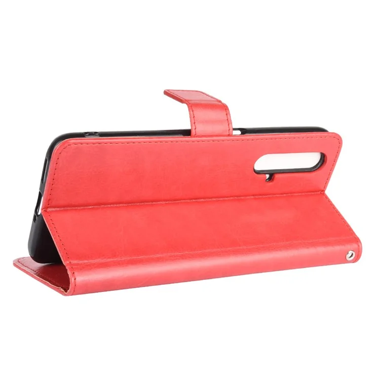 Crazy Horse Texture Wallet Stand Case de Teléfono de Cuero Para Realme X50/Realme X3 - Rojo