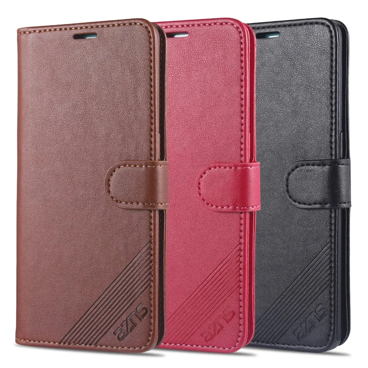 AZNS PU Leather Wallet Stand Mobile Phone Cover for Oppo Reno4 5G - Brown