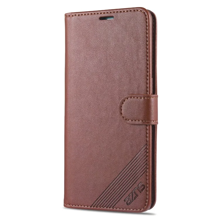 AZNS PU Leather Wallet Stand Mobile Phone Cover for Oppo Reno4 5G - Brown