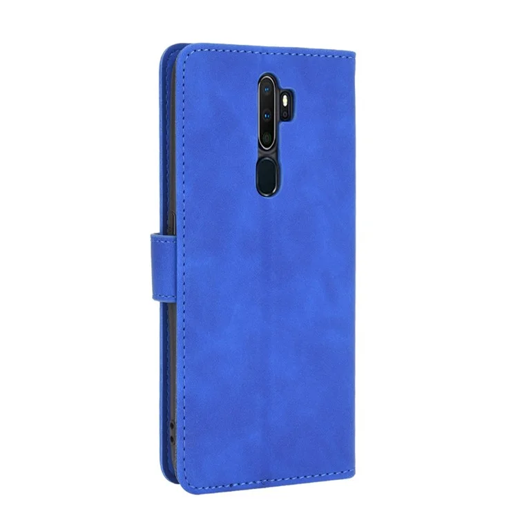 Skin-touch Wallet Stand Leather Flip Case for OPPO A9 (2020)/A11x/A5 (2020) - Blue