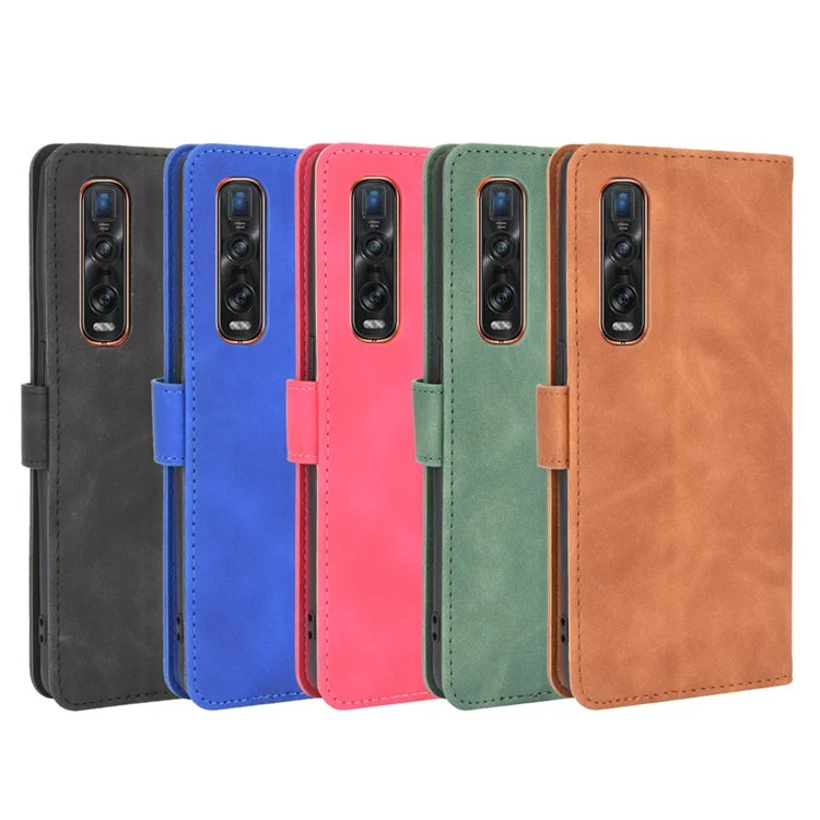 Capa Celular de Carteira de Couro pu Para a Pele Para Oppo Find X2 Pro - Preto