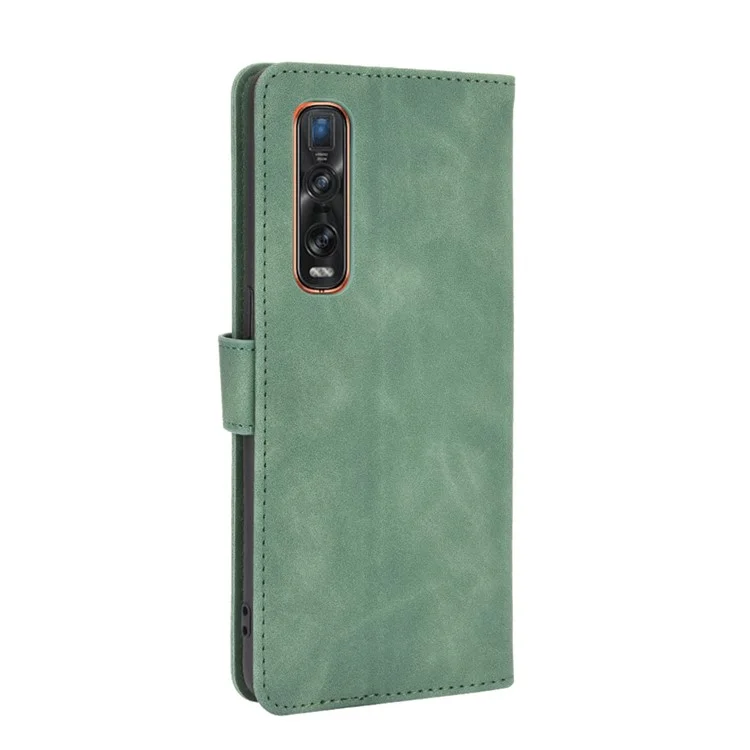Skin-touch PU Leather Wallet Cell Phone Case for Oppo Find X2 Pro - Green