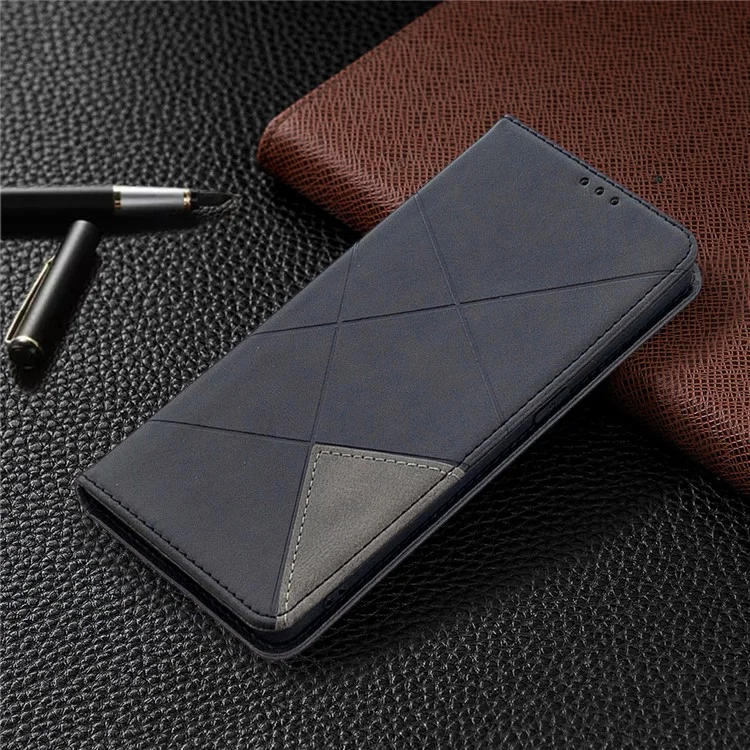 Geometrisches Muster Lederstand Hülle Kartenhalter Shell Für Oppo Find X2 Neo / Reno3 Pro 5g - Schwarz