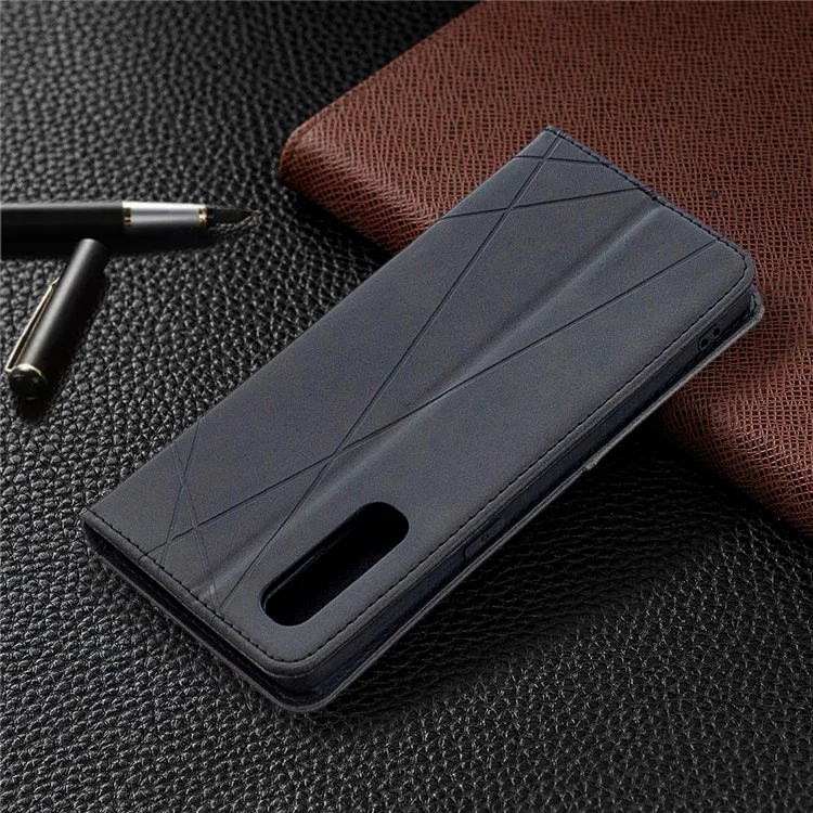 Geometrisches Muster Lederständer Kartenetui für OPPO Find X2 Neo / Reno3 Pro 5G - Schwarz