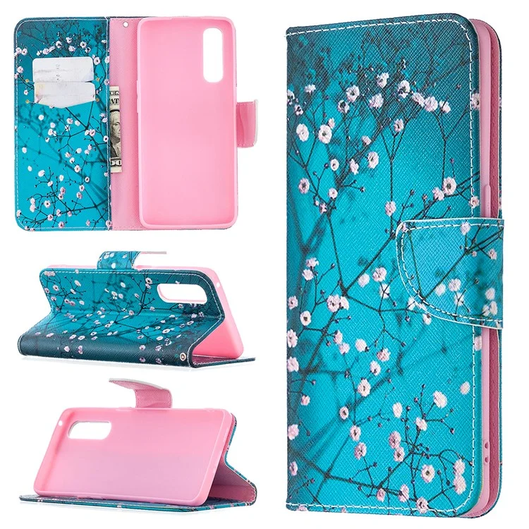 Pattern Printing Skin Magnetic Leather with Wallet Case for Oppo Find X2 Neo - Tree with Flowers