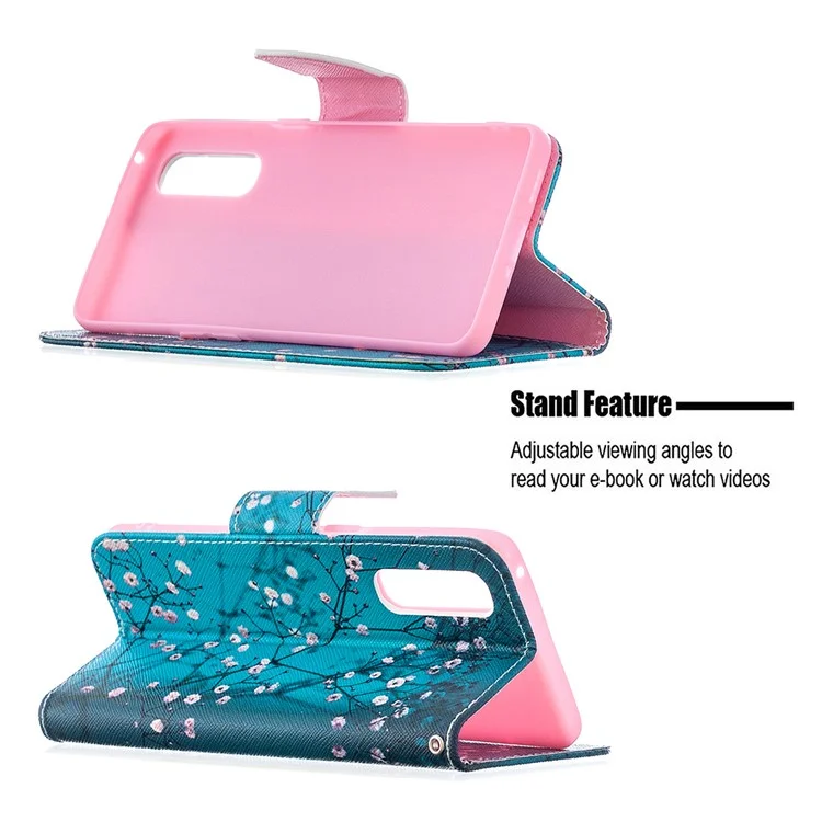 Pattern Printing Skin Magnetic Leather with Wallet Case for Oppo Find X2 Neo - Tree with Flowers