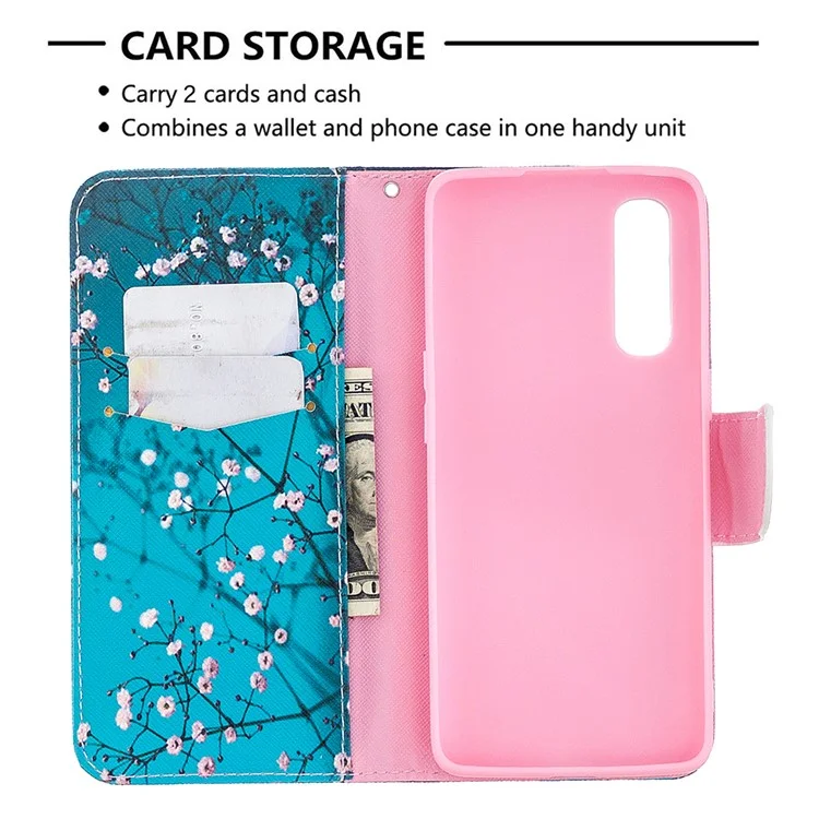 Pattern Printing Skin Magnetic Leather with Wallet Case for Oppo Find X2 Neo - Tree with Flowers