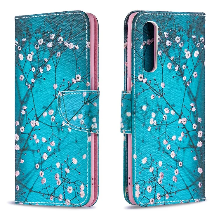Pattern Printing Skin Magnetic Leather with Wallet Case for Oppo Find X2 Neo - Tree with Flowers