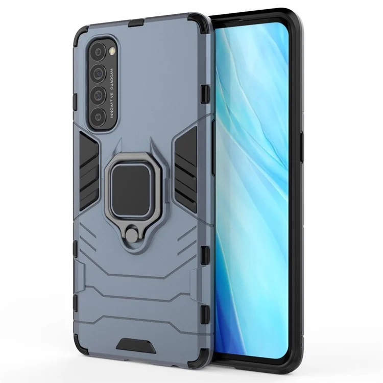 Cool Guard PC + Coque de téléphone hybride en TPU avec support pour Oppo Reno4 Pro 4G - Bleu
